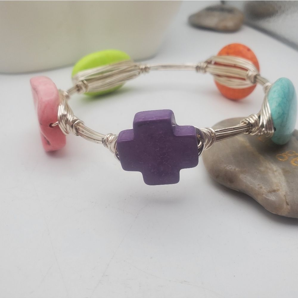 Fine jewelry turquoise dyed‎ stone bracelet beautiful pastel color